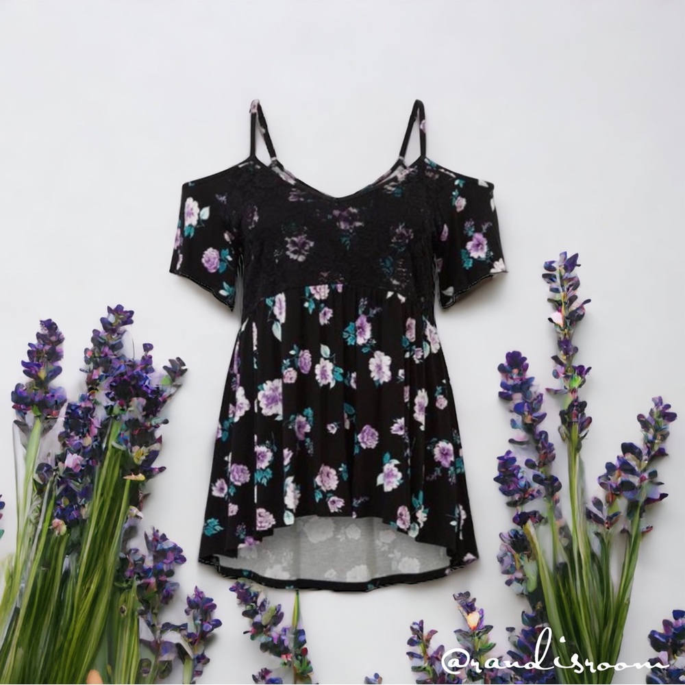 NWOT Torrid Women’s Plus Super Soft Lace Cold Shoulder Babydoll Top SZ 0X